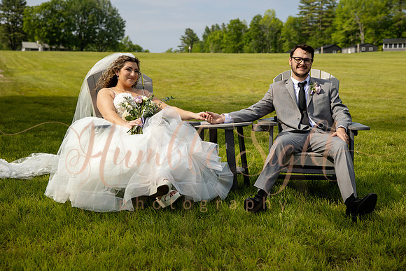 Bride and groom sunset portraits at Athens Maine wedding venue