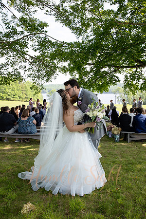 Bride and groom sunset portraits at Athens Maine wedding venue