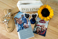 Bride and groom portrait on dock at Swan Lake Maine in August