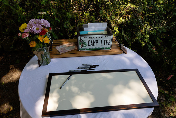Intimate lakeside wedding ceremony at private home in Swanville Maine