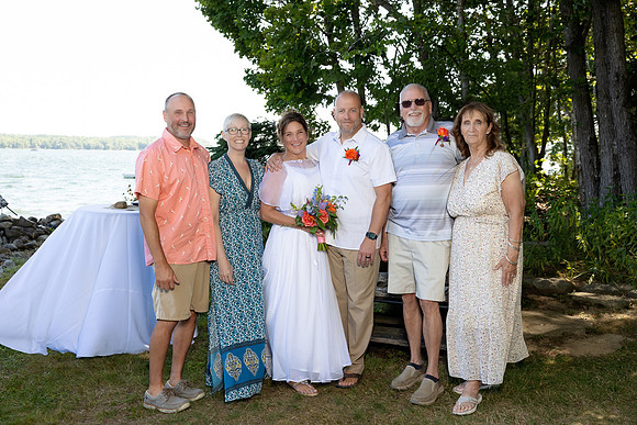 Tented waterfront wedding reception on Swan Lake Maine