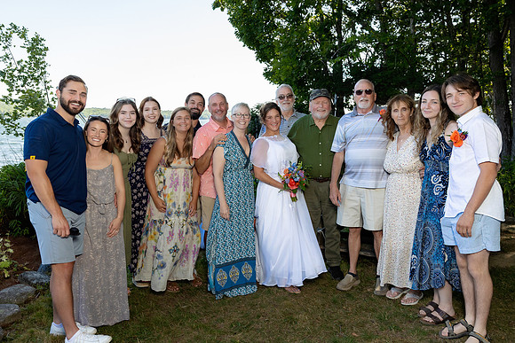 Tented waterfront wedding reception on Swan Lake Maine