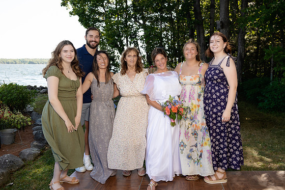 Small intimate Maine lake wedding with family and friends