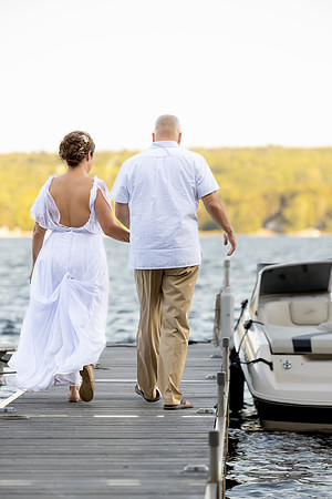 Intimate lakeside wedding ceremony at private home in Swanville Maine