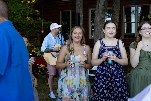 Tented waterfront wedding reception on Swan Lake Maine