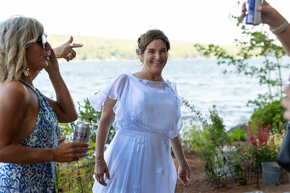 Small intimate Maine lake wedding with family and friends