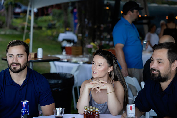 Tented waterfront wedding reception on Swan Lake Maine