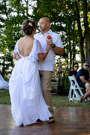 Tented waterfront wedding reception on Swan Lake Maine