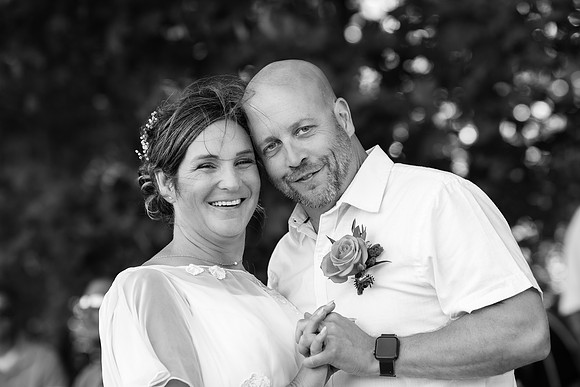 Intimate lakeside wedding ceremony at private home in Swanville Maine
