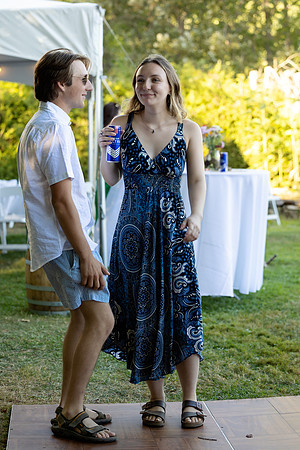 Wedding reception under tent at private waterfront home in Maine