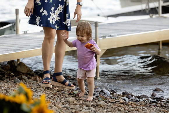 Small intimate Maine lake wedding with family and friends