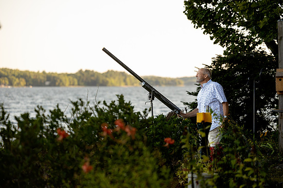 Tented waterfront wedding reception on Swan Lake Maine
