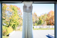 Bride and groom portraits at Cascade Park during fall in Maine