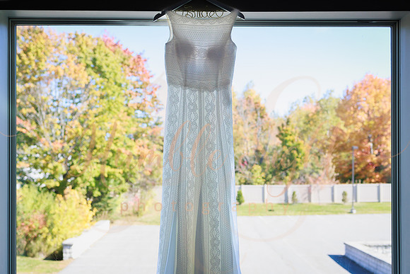 Bride and groom portraits at Cascade Park during fall in Maine