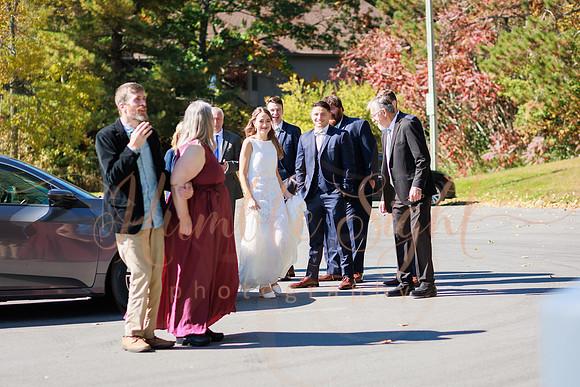 Lavender toss wedding exit in Maine
