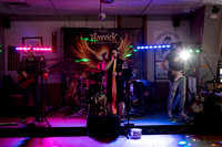 Stage lighting during Havvick performance in Bangor