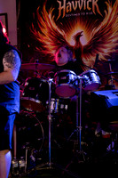 Stage lighting during Havvick performance in Bangor