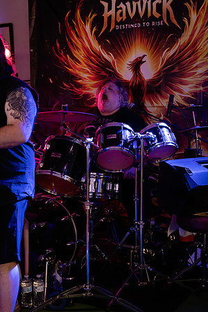 Stage lighting during Havvick performance in Bangor