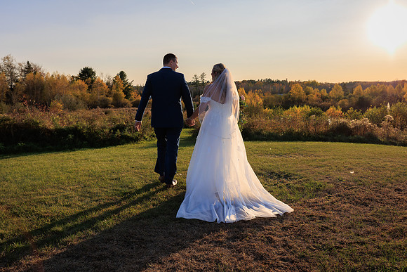 Morgan Hill Hermon, Maine fall wedding sunset