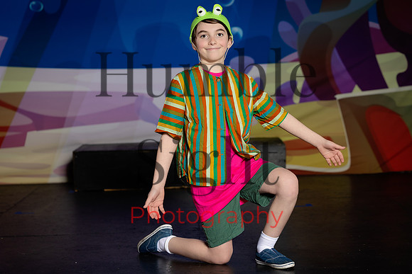 Young actors performing SpongeBob musical rehearsal