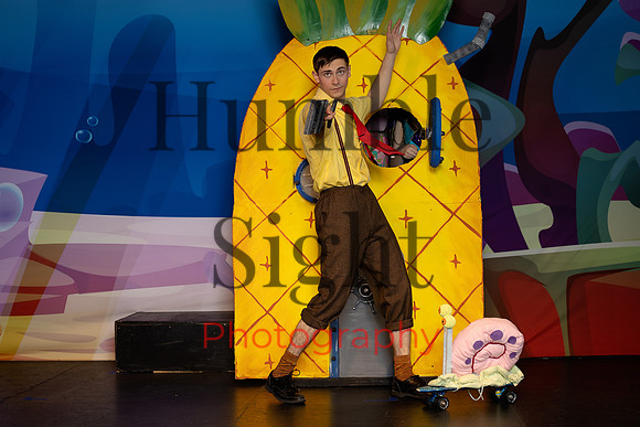 Young actors performing SpongeBob musical rehearsal