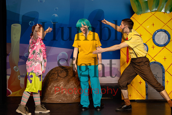 Actors preparing for SpongeBob stage performance