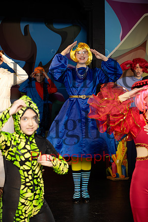 Young actors performing SpongeBob musical rehearsal
