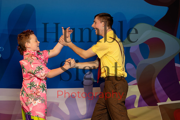Young actors performing SpongeBob musical rehearsal