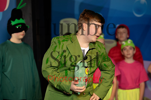 Young actors performing SpongeBob musical rehearsal
