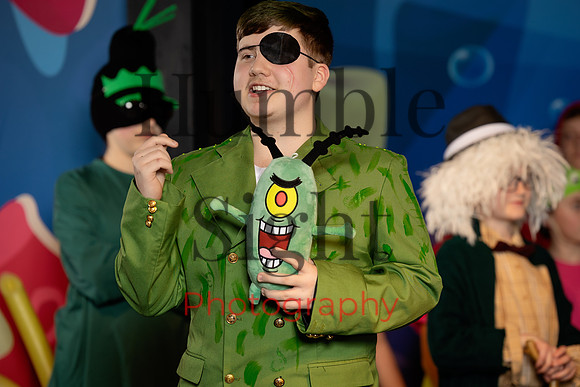 Actors preparing for SpongeBob stage performance