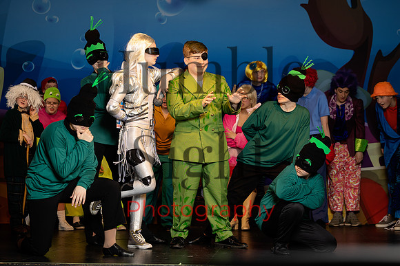 Young actors performing SpongeBob musical rehearsal