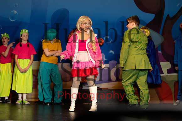 Young actors performing SpongeBob musical rehearsal