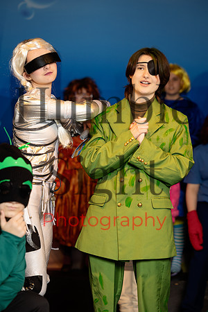 Youth theatre cast performing SpongeBob on stage
