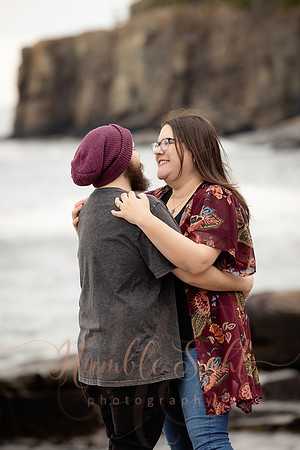 Couple portraits with Acadia coastal scenery in Maine