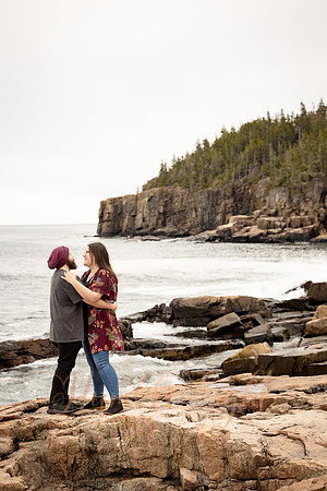 Engaged couple portraits in Bar Harbor area Maine