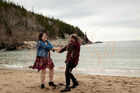 Engaged couple portraits in Bar Harbor area Maine