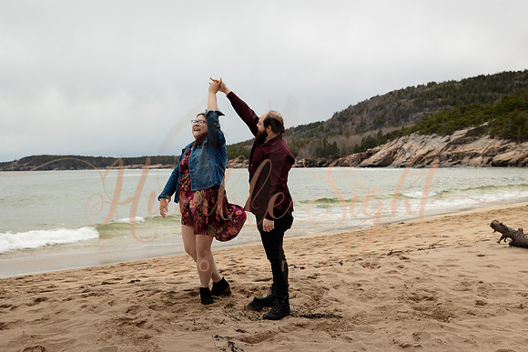 Natural engagement photography in Acadia National Park