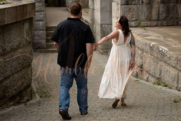 Romantic engagement photos at Fort Knox Maine