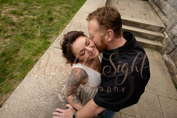 Romantic engagement photos at Fort Knox Maine