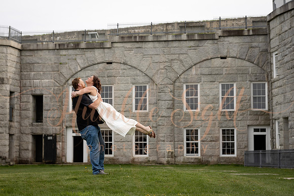 Dramatic engagement portraits at Fort Knox Maine