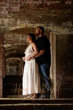 Dramatic engagement portraits at Fort Knox Maine