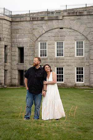Dramatic engagement portraits at Fort Knox Maine