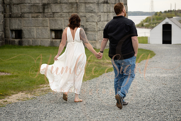 Romantic engagement photos at Fort Knox Maine