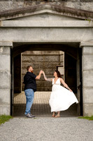 Romantic engagement photos at Fort Knox Maine