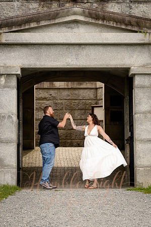 Romantic engagement photos at Fort Knox Maine