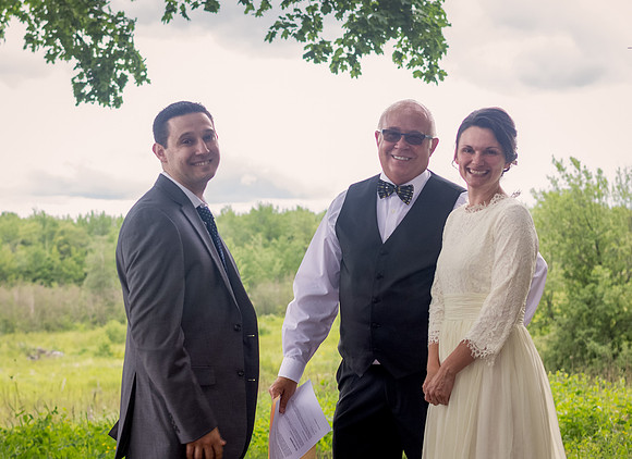 Bride and groom during sweet church ceremony in Maine
