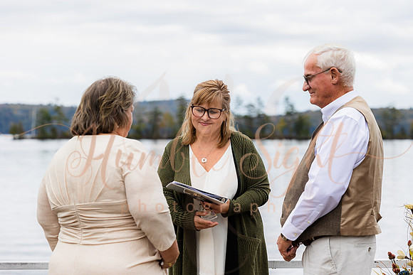 Fall wedding at private camp on Cold Stream Pond