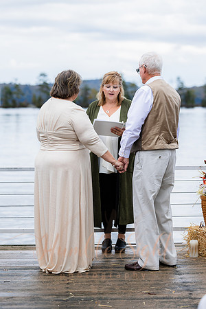 Fall wedding at private camp on Cold Stream Pond
