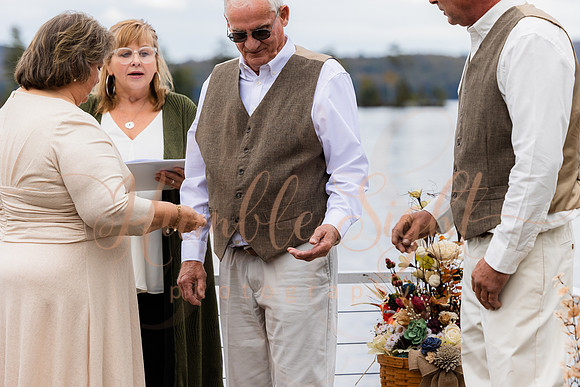 Champagne toast at Maine camp wedding