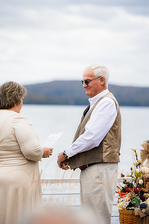 Fall wedding at private camp on Cold Stream Pond